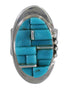 Silver Turquoise Inlay Ring Size 5-1/2 AX88090